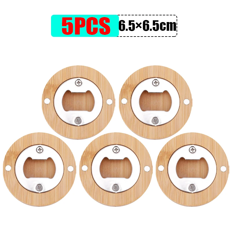 1/10 szt. Okrągłe bambusowe otwieracze robić butelek Przenośny magnes na lodówkę Otwieracz Narzędzie barowe robić domu Kuchnia Barowe upominki Otwieracze robić butelek: żółty