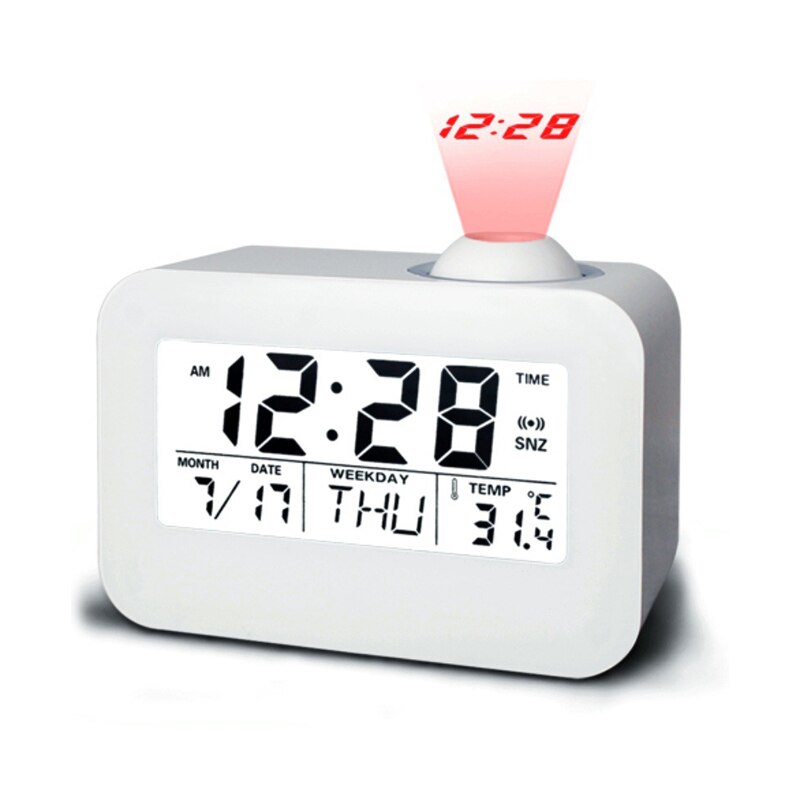 Projection Alarm Clock Digital Ceiling Display 180 Degree Projector Dimmer Radio Battery Backup Wall Time Projection