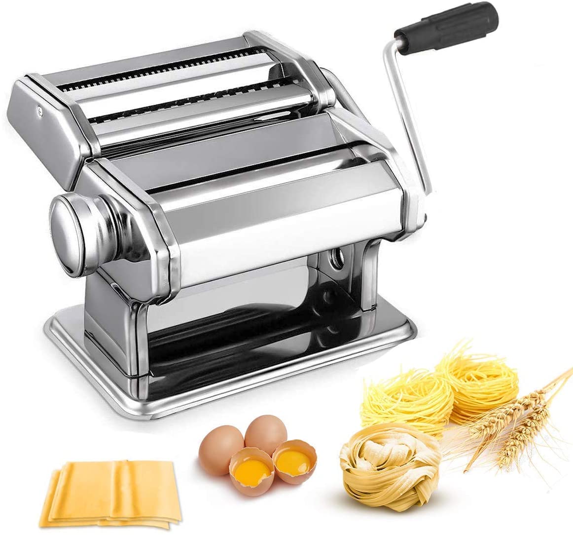 Máquina Past Fresca, Máquina de Cortador de Pasta de Acero Inoxidable, Máquina de Rodillos Para Casa Cocina Fabrica de Fideos Frescos de Masa Tagliatelle de Lasaña de Espaguetis