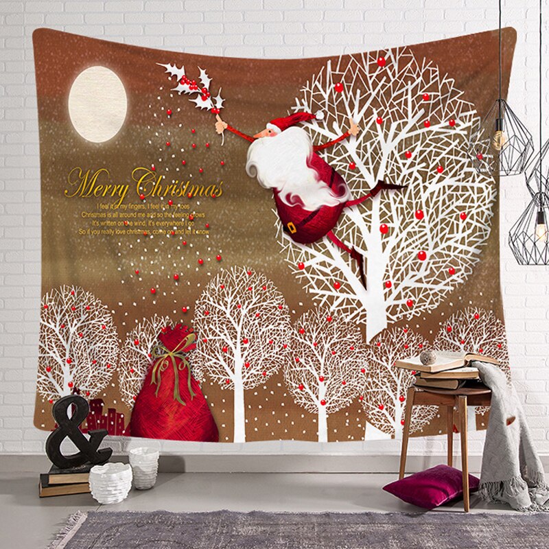 Wall Hanging Backdrop Square Bedroom Living Room Cloth Decorative Home Decor Art Blanket Happy Year Christmas Tapestry: G