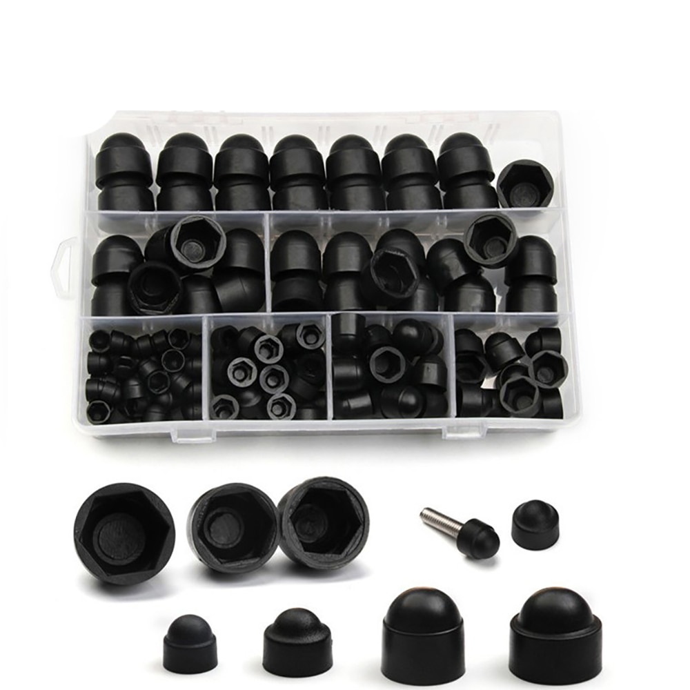 145PCS M4 M5 M6 M8 M10 M12 Plastic Rubber Hex Nut Cover Dome Protection Caps Covers Exposed Hexagon