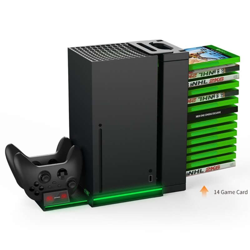 Kühlstation für disc-aufbewahrung mit controller-ladegerät, kompatibel mit xbox series x-spiel-headset-zubehör