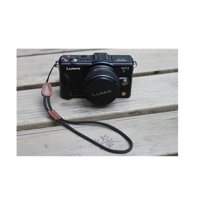 universell luksus skinn armbånd kamera håndledd stropp pakke til dslr svart kaffe