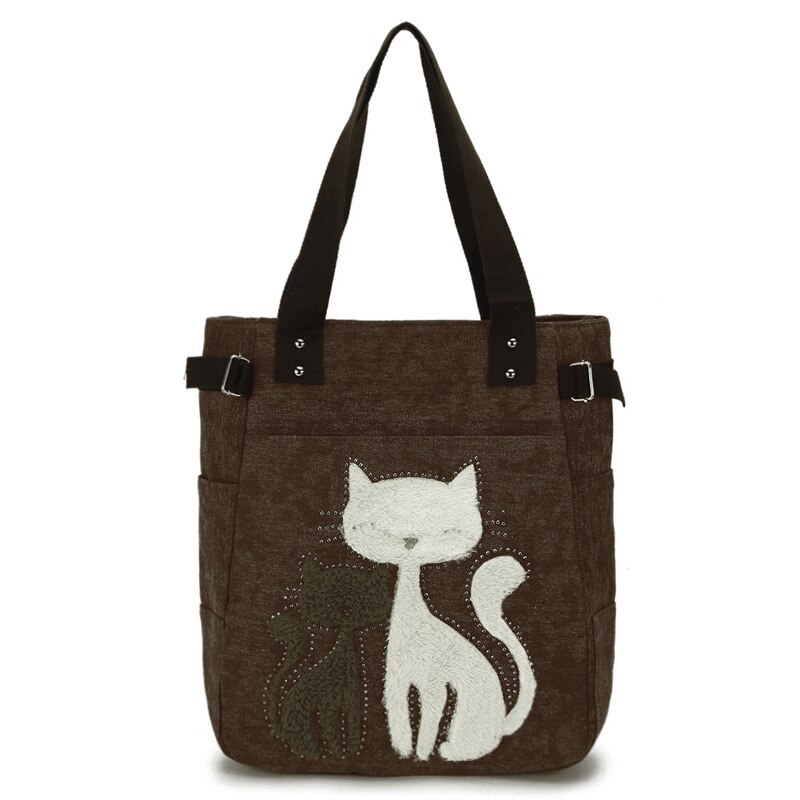 Dames Canvas Tas Vrouwen Schoudertassen Vrouwelijke Leuke Kat Handtas Casual Totes Lady College School Boeken Tas Boodschappentas Voor meisjes