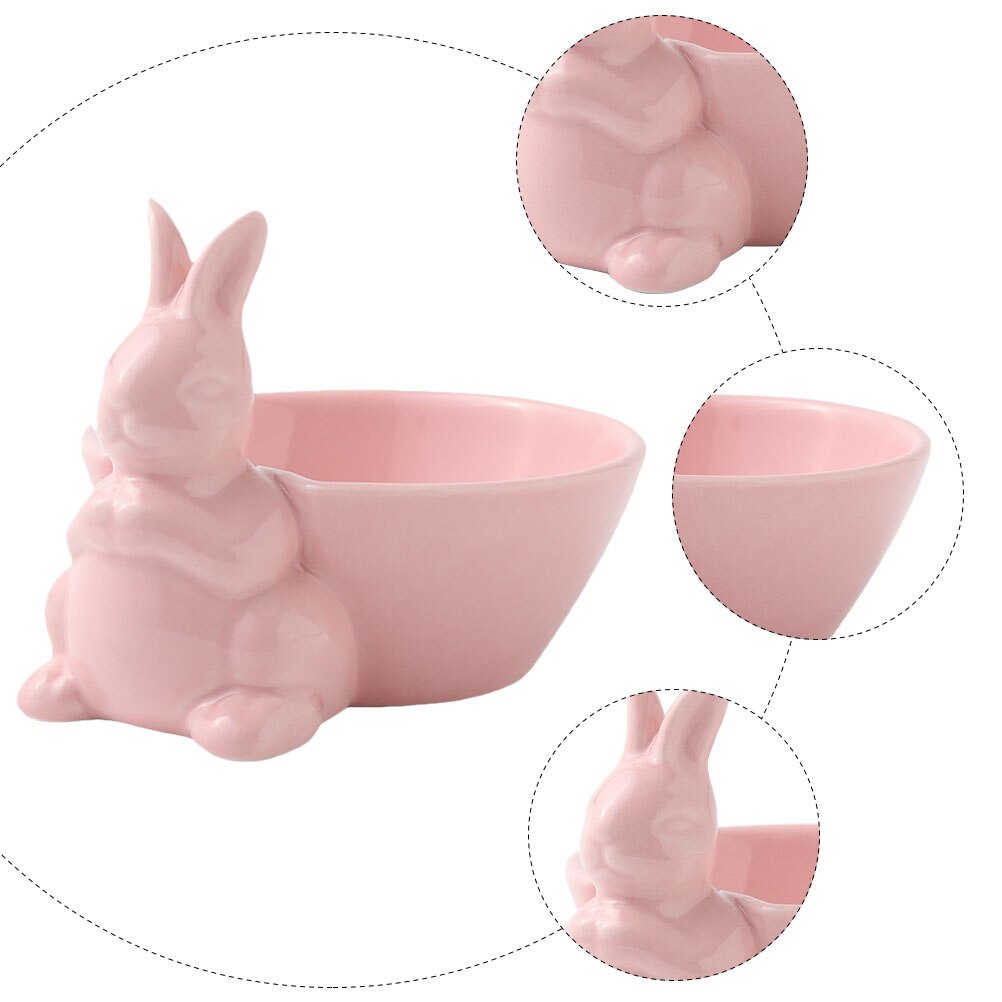 Cabilock Ceramic Bunny Cabbage Bowl Fruit Salad Bowl Kids Easter Rabbit