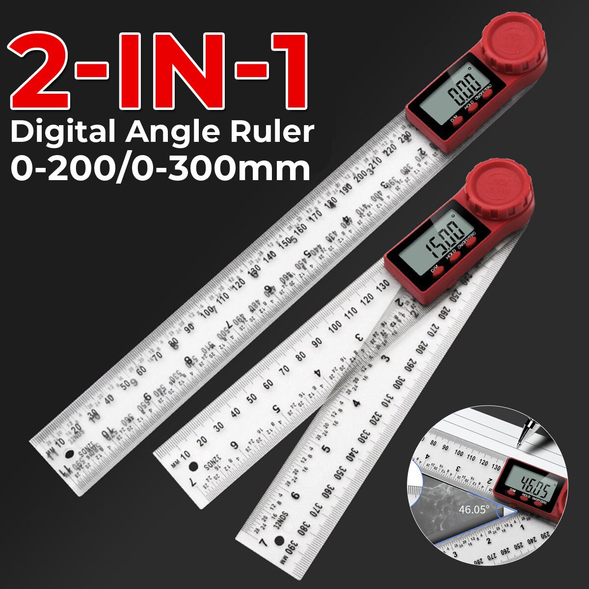 360° Angle Digital Measuring Ruler 200mm 300 mm Digital Meter Angle Inclinometer Electron Goniometer Protractor