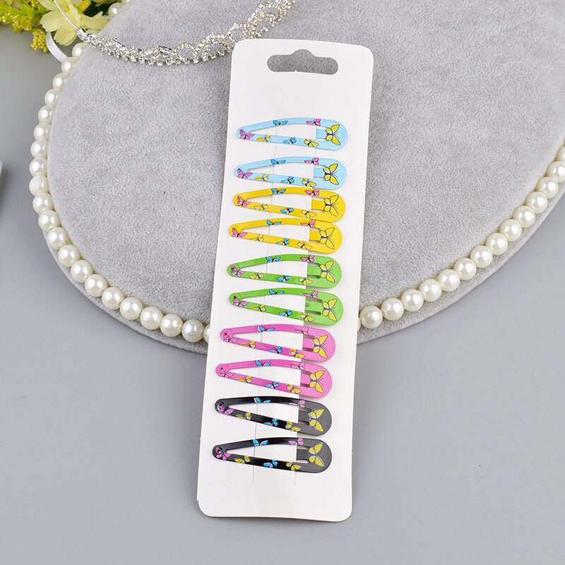 10 unidades/lote de pinzas para el pelo para niña pequeña, pasadores con estampado colorido para niña, horquillas de seguridad para niña, accesorios para el cabello: Butter Fly
