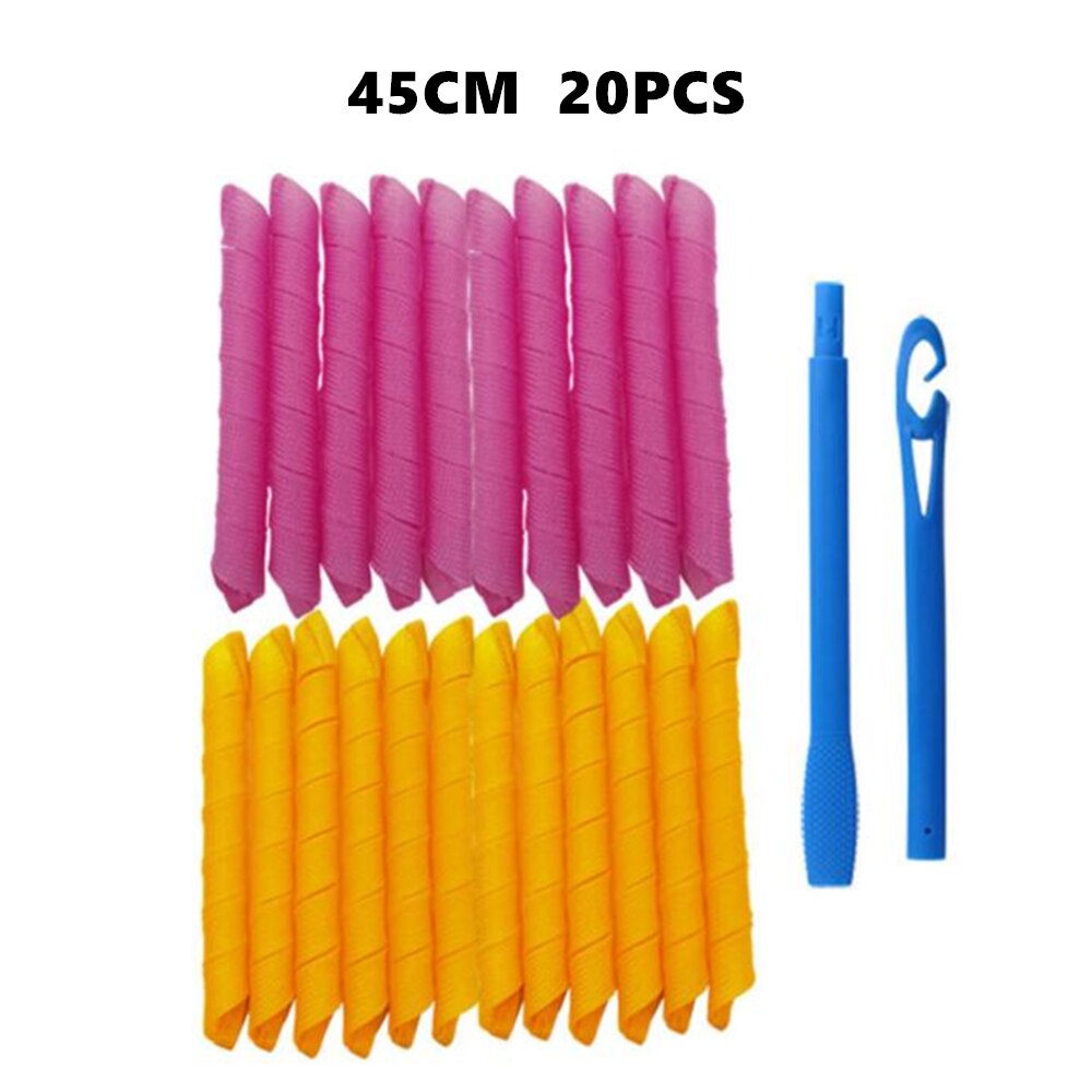 Bigodino di capelli magico senza calore bigodini di capelli fai da te bigodini rullo di acconciatura rullo a spirale formatori di onde strumenti per lo messa in piega dei capelli 30/45/55/65cm: 45cm 20pezzi