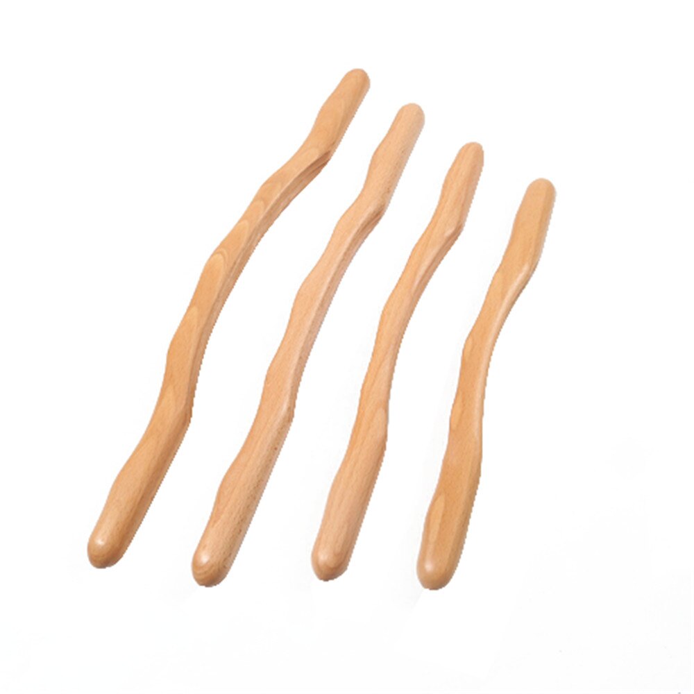 1pc/4 stk massage guasha skrabestift værktøj ryg skulder hals talje ben massage værktøj naturligt træ hurtigt stort område gua sha: 4 stk