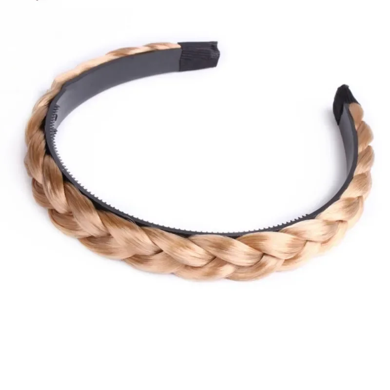 Women Hair Band Fishbone Braid Lazy Wig Twist Braid Headband Hairpin Bohemia Non-slip Headdress Bridal Hair Accessories: Blue