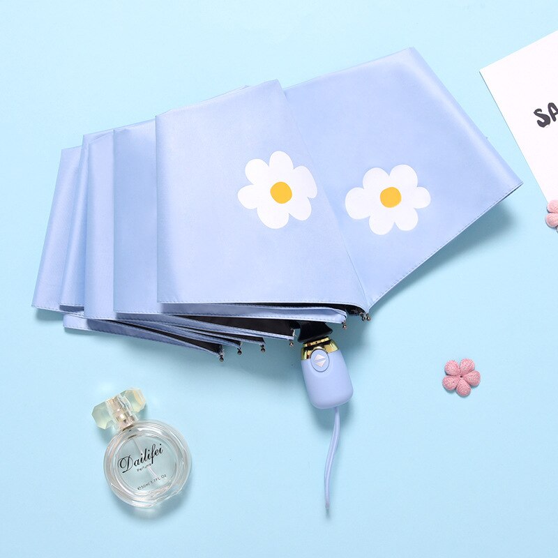 Rain Umbrella Parasol Folding Parasol UV-Protection Rain Or Shine Dual Purpose Umbrella Hipster eye charm san: Automatic Sky Blue  Thick Vinyl