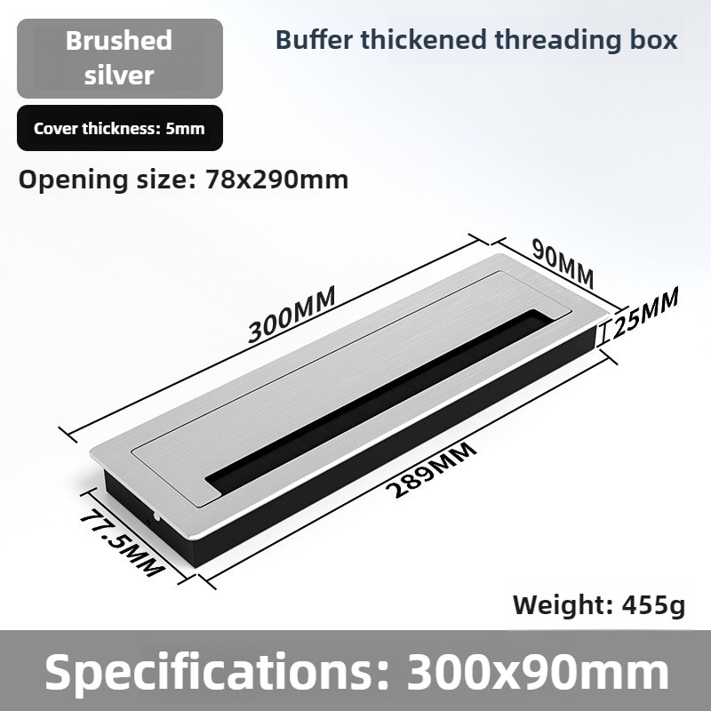 1 ST aluminium rechthoekige bureau kabeldoorvoertules draadgat deksel Kabeluitlaat Poort Oppervlak tafel kabel gat Meubelbeslag: Grijsachtig Bruin