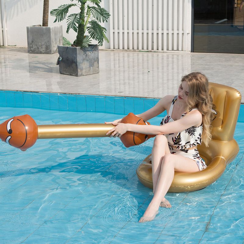 1 Set Funny Swimming Pool Inflatable Floating Chair with Blow Bar Adult Children Party Water Sports Game Toys Portable