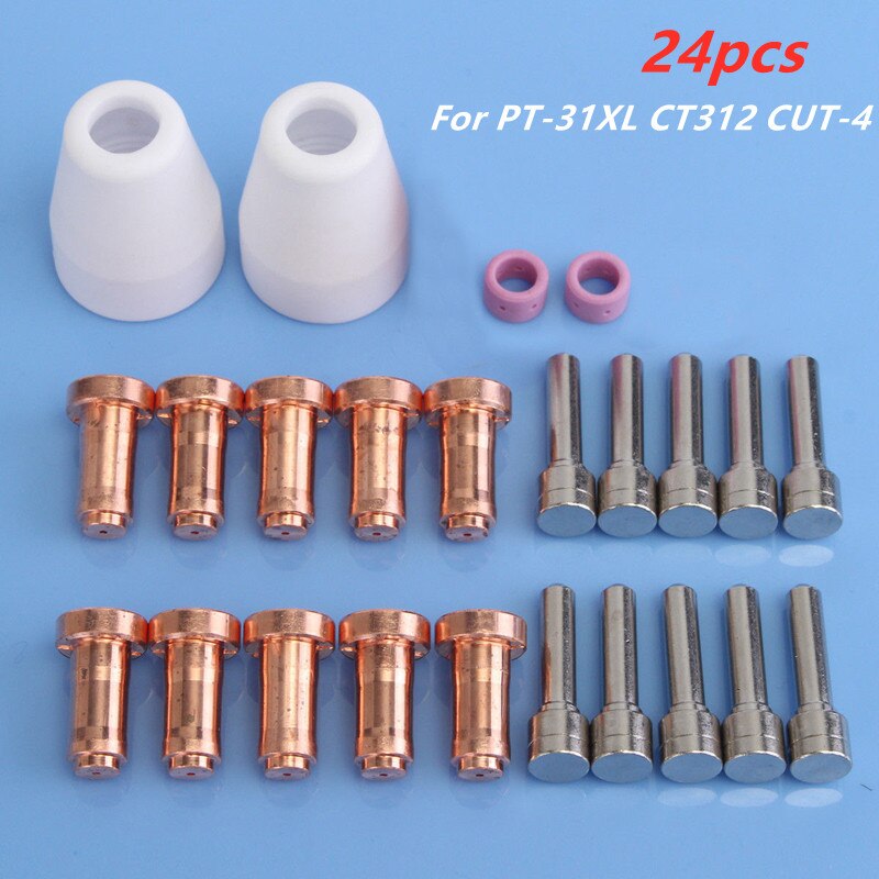 85Pcs Air Plasma Cutting Tips For LG-40 PT-31 Cutter Consumables CUT-40 CUT-50D CT-312 Swirling Rings Electrode Shield Cups 40A: 24pcs