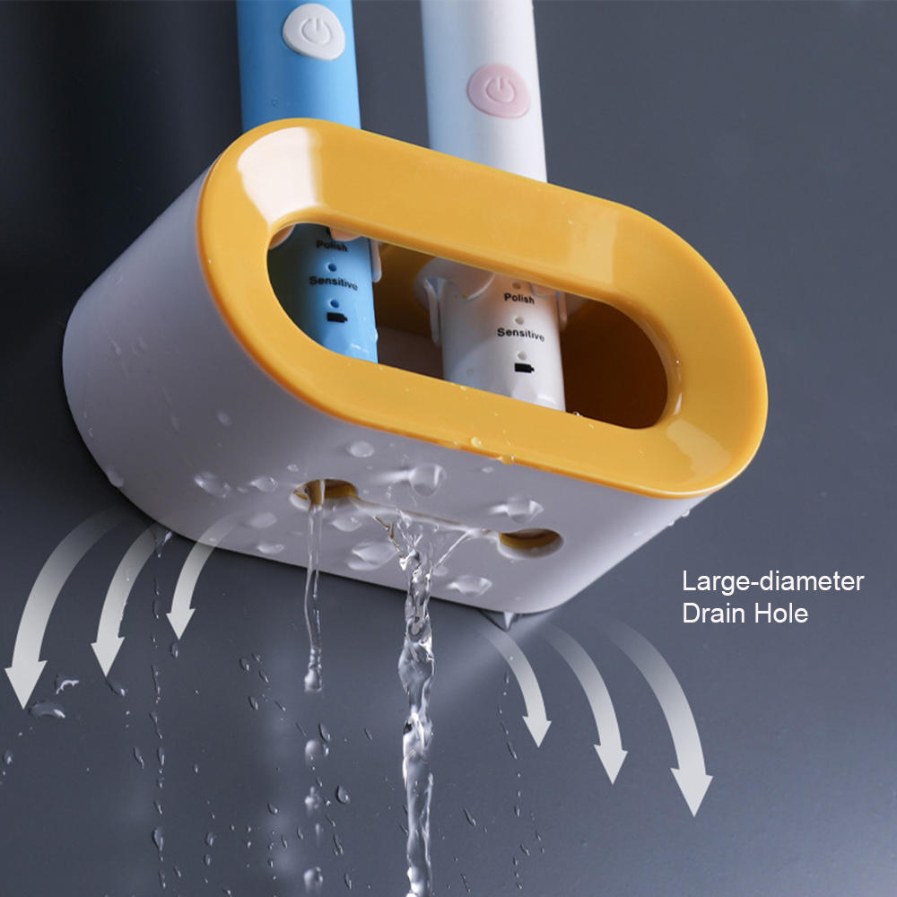 Estante de cepillo de dientes eléctrico de doble orificio para el hogar, estante de almacenamiento de cepillos de dientes sin perforación para el baño