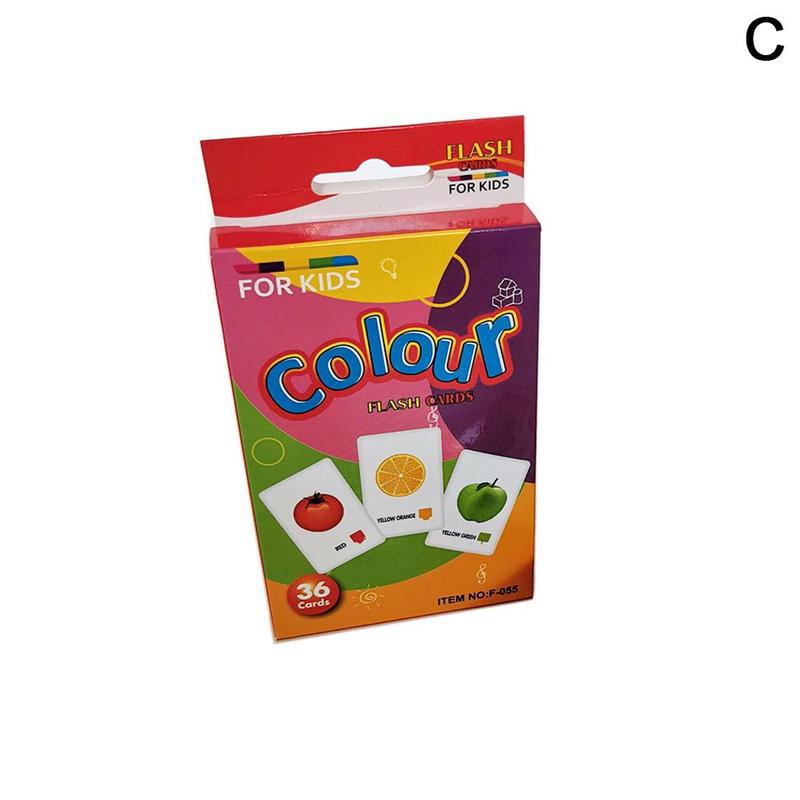 36Pcs Children Recognition Shape Animal Color Teaching Card Cognitive Flash Puzzle Infant Kids Early Education Learning Toys Set: C