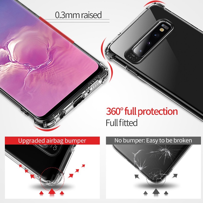 Airbag Case Voor Samsung Galaxy S10 Plus S20 Ultra Tpu Zachte Transparante Siliconen Coque Back Cover Voor Samsun S10e S10Plus S 10 20