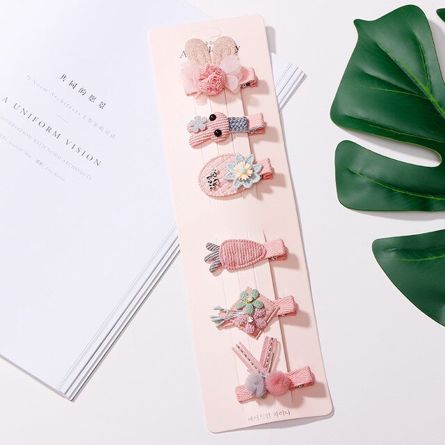 6 pz/impostato per Bambini bella Ragazze stella Animale Capelli Della Principessa Pinze Accessori per Capelli Carino Bambini Del Fiore Del Merletto Barrette Forcelle: 7