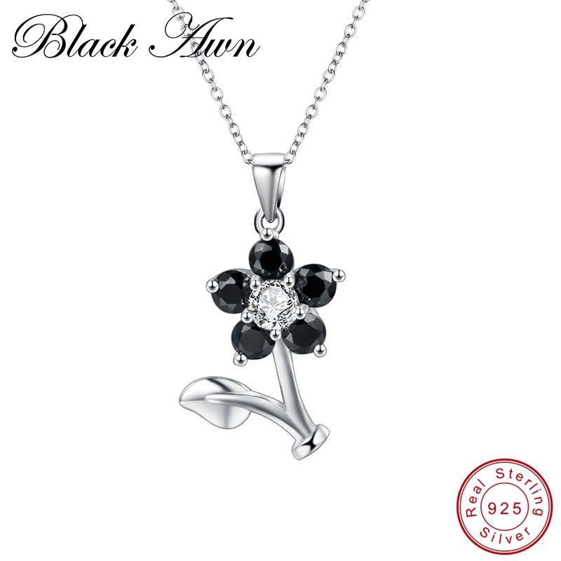 Flower Silver Necklace Sterling Silver Fine Jewelry Trendy Engagement Necklaces for Women Wedding Pendants P164