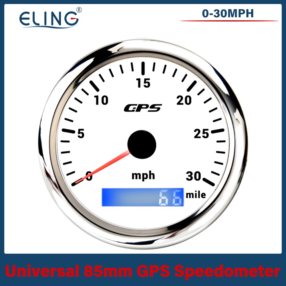 Velocímetro universal 30/60/120/200 km/h 30/60/80/120/160/200mph de eling de 85mm gps com luz de fundo de 7 cores da antena de gps para o carro do barco: 30MWS