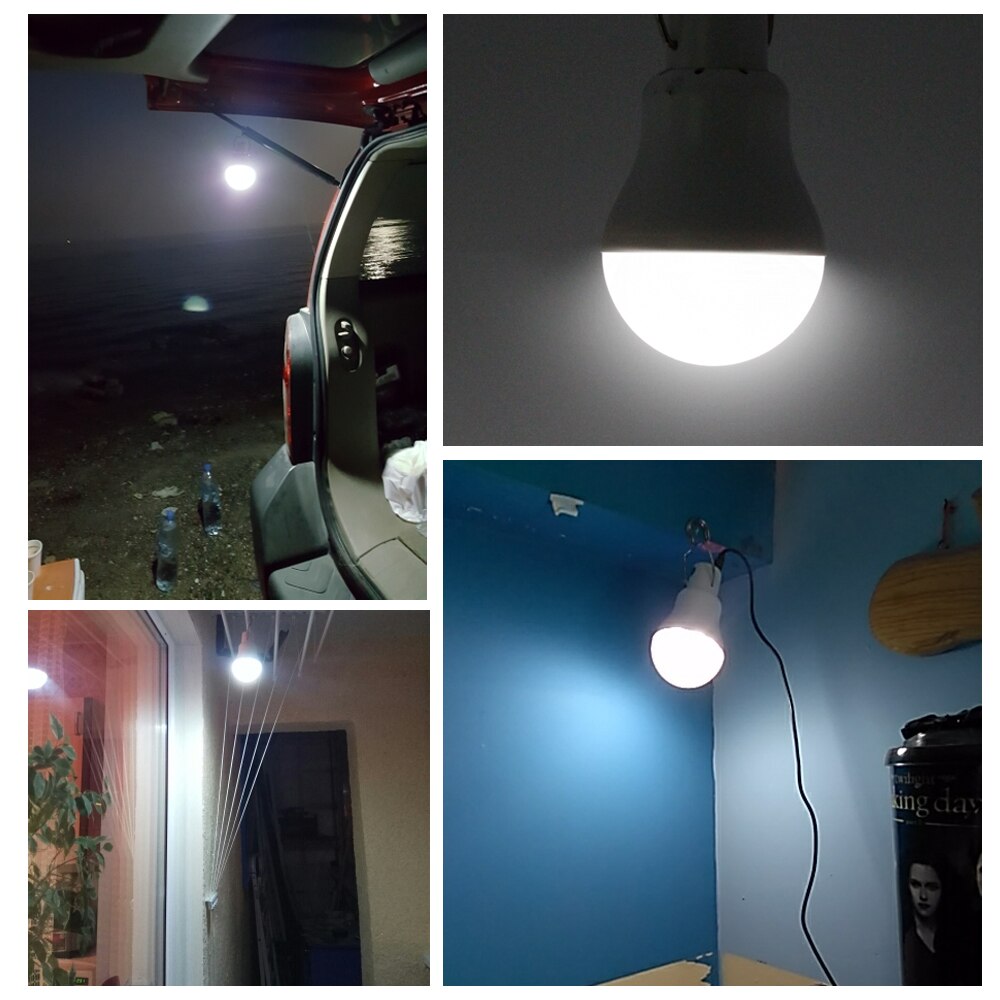 Portable Solar Lamp 15W LED Solar Light Bulb Solar Energy Panel Powered Emergency Tent Lights for Garden Outdoor Camping Fishing