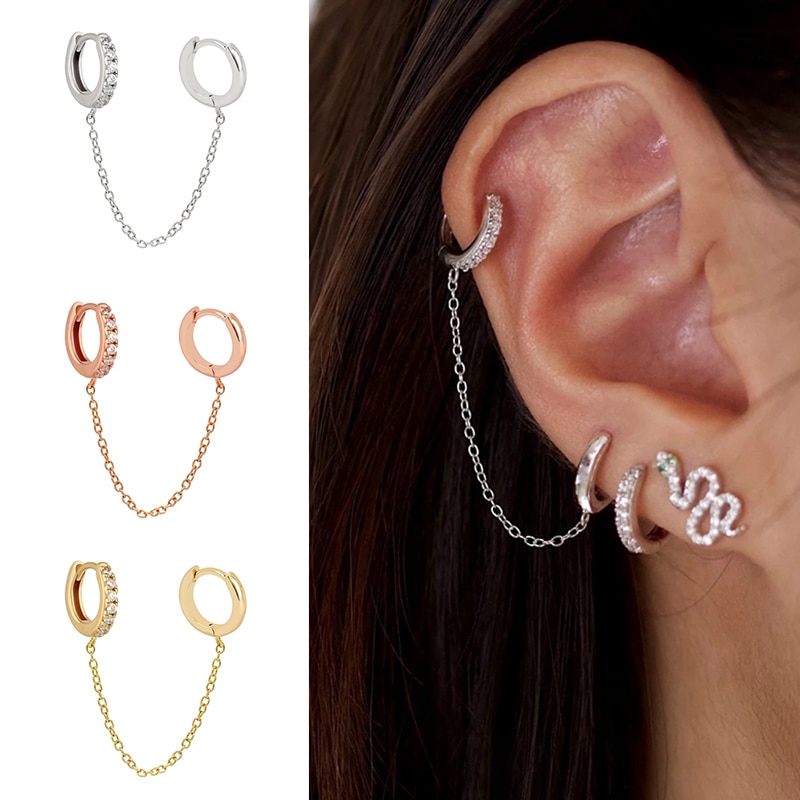 1 pièces S925 argent Sterling luxe Hiphop gothique Punk européen boucles d'oreilles chaîne lien pour les femmes amoureux fille fête Fine bijoux