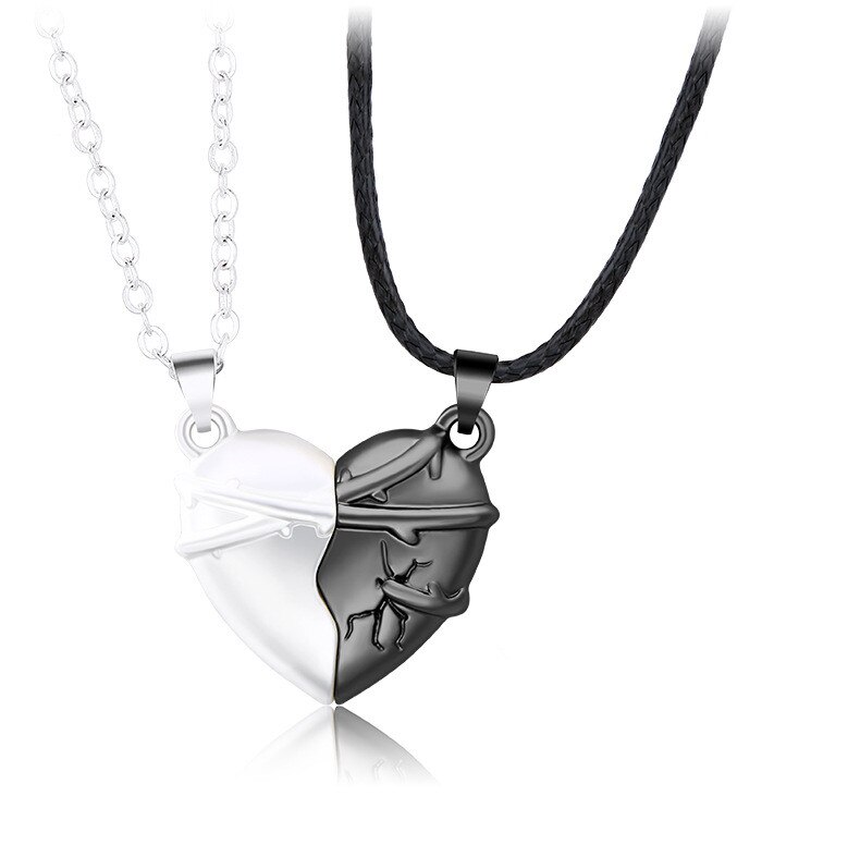 2 pz/set collana con ciondolo a cuore collana girocollo coppia magnetica collana per amanti donna donna uomo donna ragazzi ragazze regalo maschile: NC21Y0613-3