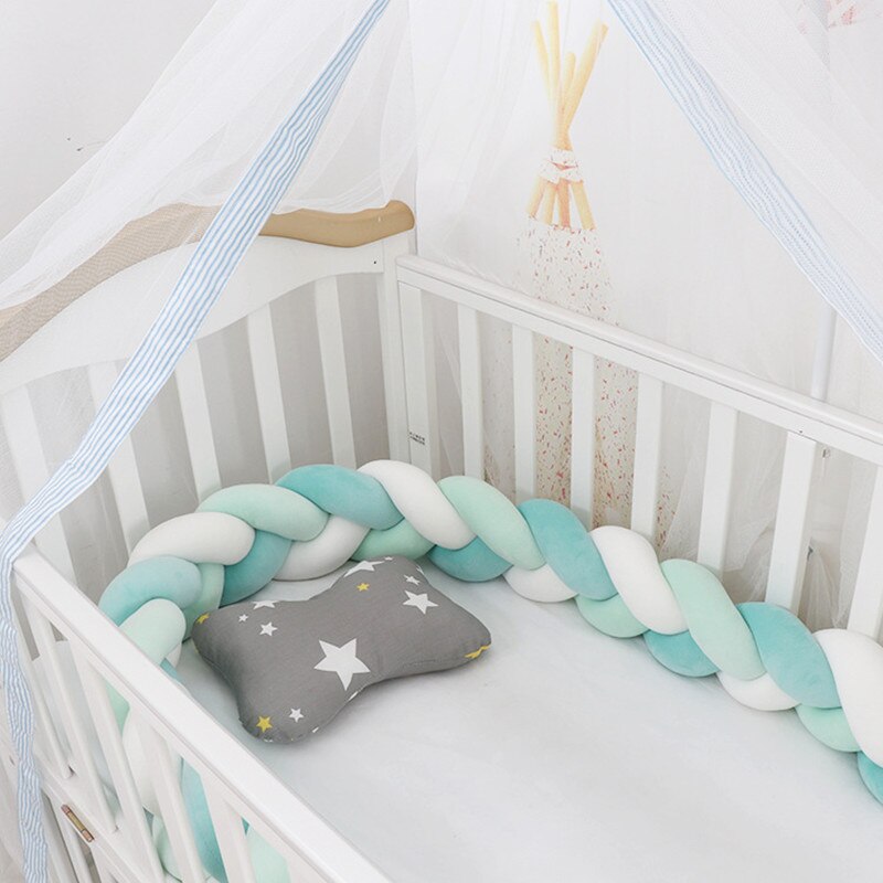 3m længde nordisk knude barneseng sengetøj sæt krybbe beskytter vugge kit sæt baby værelse dekoration: 1