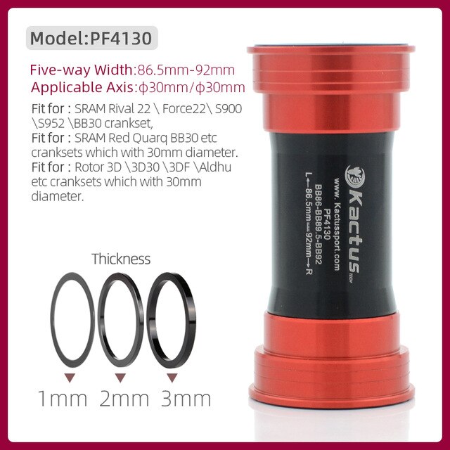 Bicycle Pressfit Bottom Bracket BB92 86 F4130 G3 Ceramic Bearing For SRAM/Rotor Axis 30mm Mtb Road Bike Crankset Width 86.5-92mm: Red