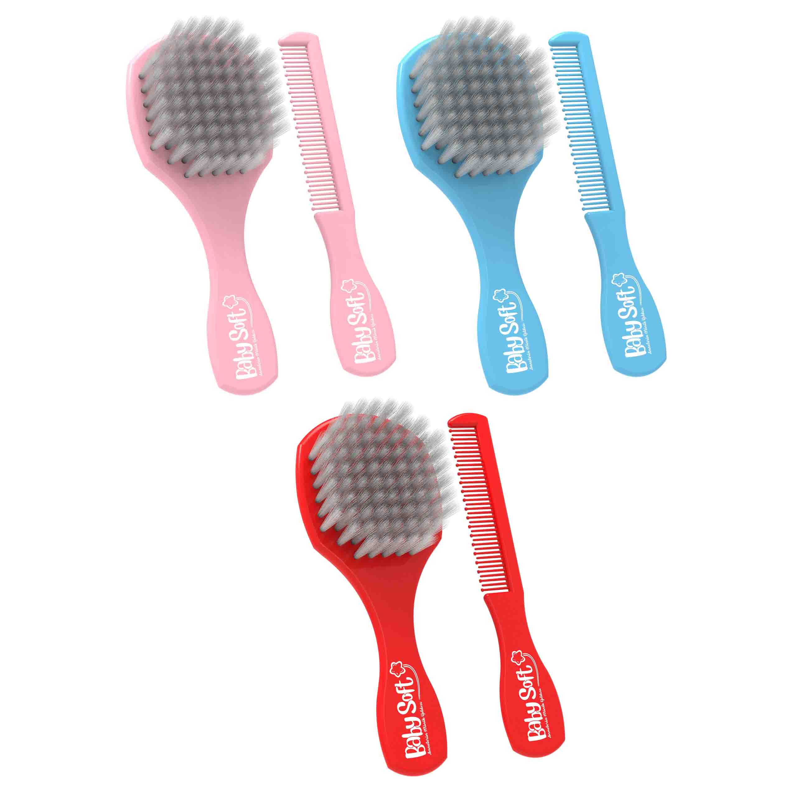 Moeder Baby Plastic Borstel En Kam Set Multicolor Bpafree Babysoft