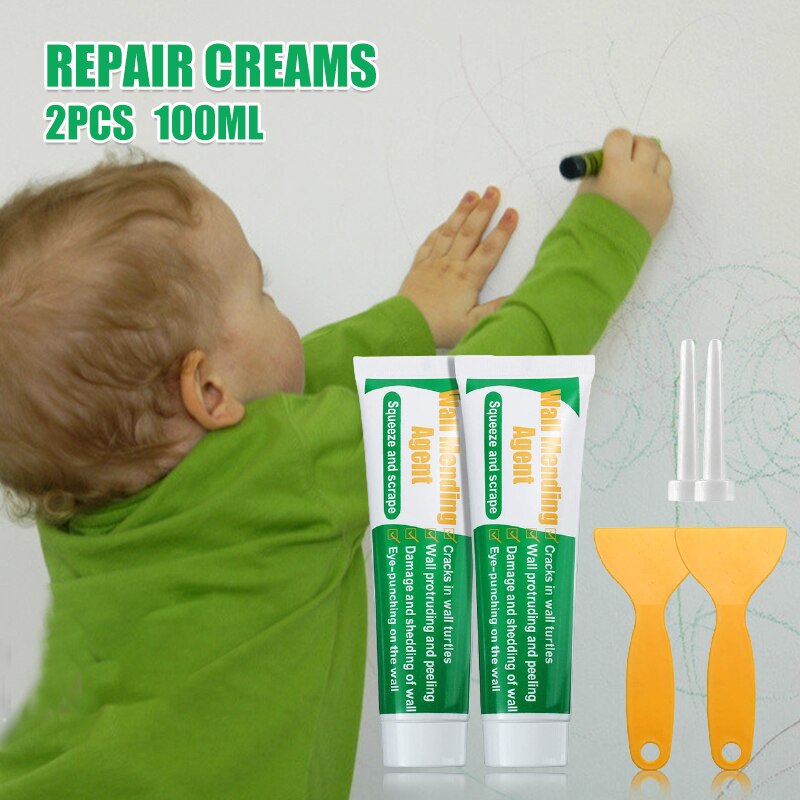 2Pcak Wall Mending Agent Drywall Patch Repair Kit Quick Easy Fill The Holes and Crack Wall Self-Adhesive Wall Repair Kit INTE99: Default Title