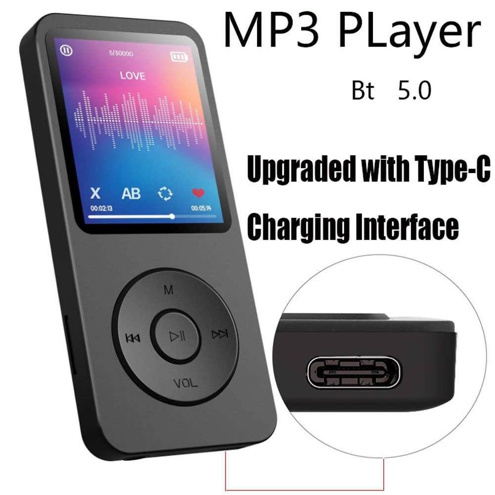 MP3 MP4 Player Bluetooth-Compatible5.0 Portable HiFi Music Player Sports MP3 Player with E-book/FM Radio/Recording