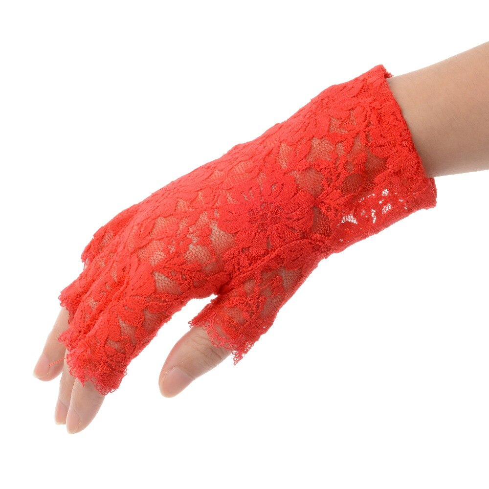 2022 frauen Jahrgang Erstaunliche Gothic Partei Sonnencreme sexy Spitze Fahren Handschuhe Kurz Handschuhe Anti-Uv Fäustlinge Finger Stil: Type1-rot