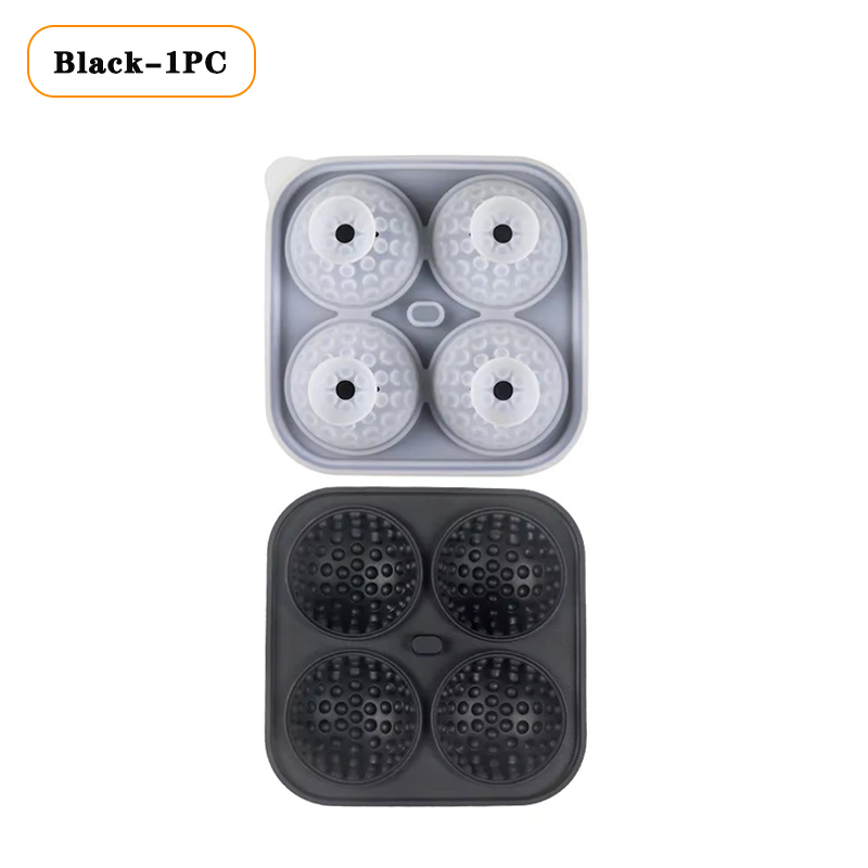 1/3/5PCS Ice Cube Mold 3D Golf Ice Puck Hockey Tray Mold Whiskey Silicone Ice Box Silicone Ice Tray Ice Hockey with Funnel: Pink
