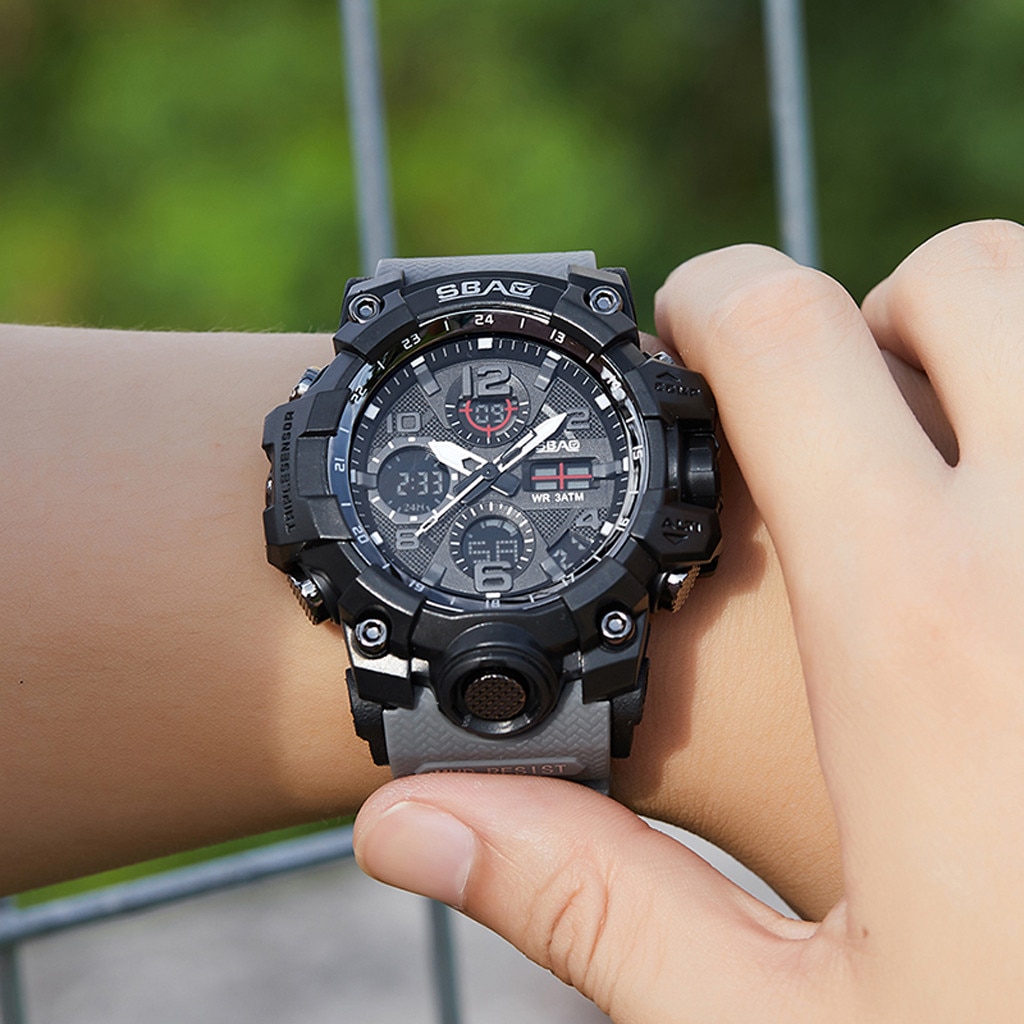 Sbao-relojes deportivos para hombre, pulsera electrónica Digital Led de cuarzo Tpu