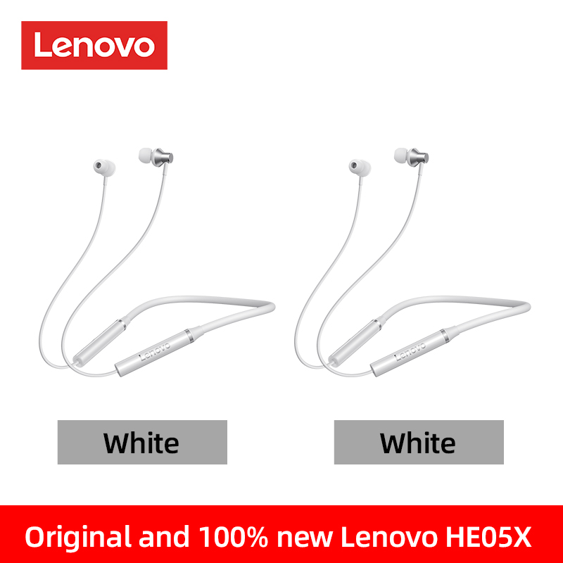 Lenovo HE05X Speaker Sport Wireless Bluetooth 5.0 In-Ear Earphone Waterproof Headphone Sports Neckband Headsets For Mobile Phone: white 2