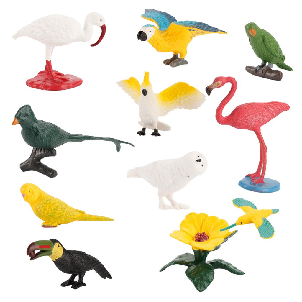 Toy Mini Bird Model Egret Flamingo Toucan Parakeet Education Decor Solid Toy