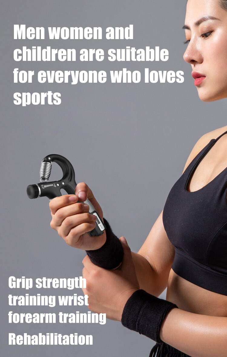 R-Shape Adjustable 10-130 lbs Hand Grip with Counter Sports Strength Exercise Strengthener Gripper Spring Finger Carpal Expander
