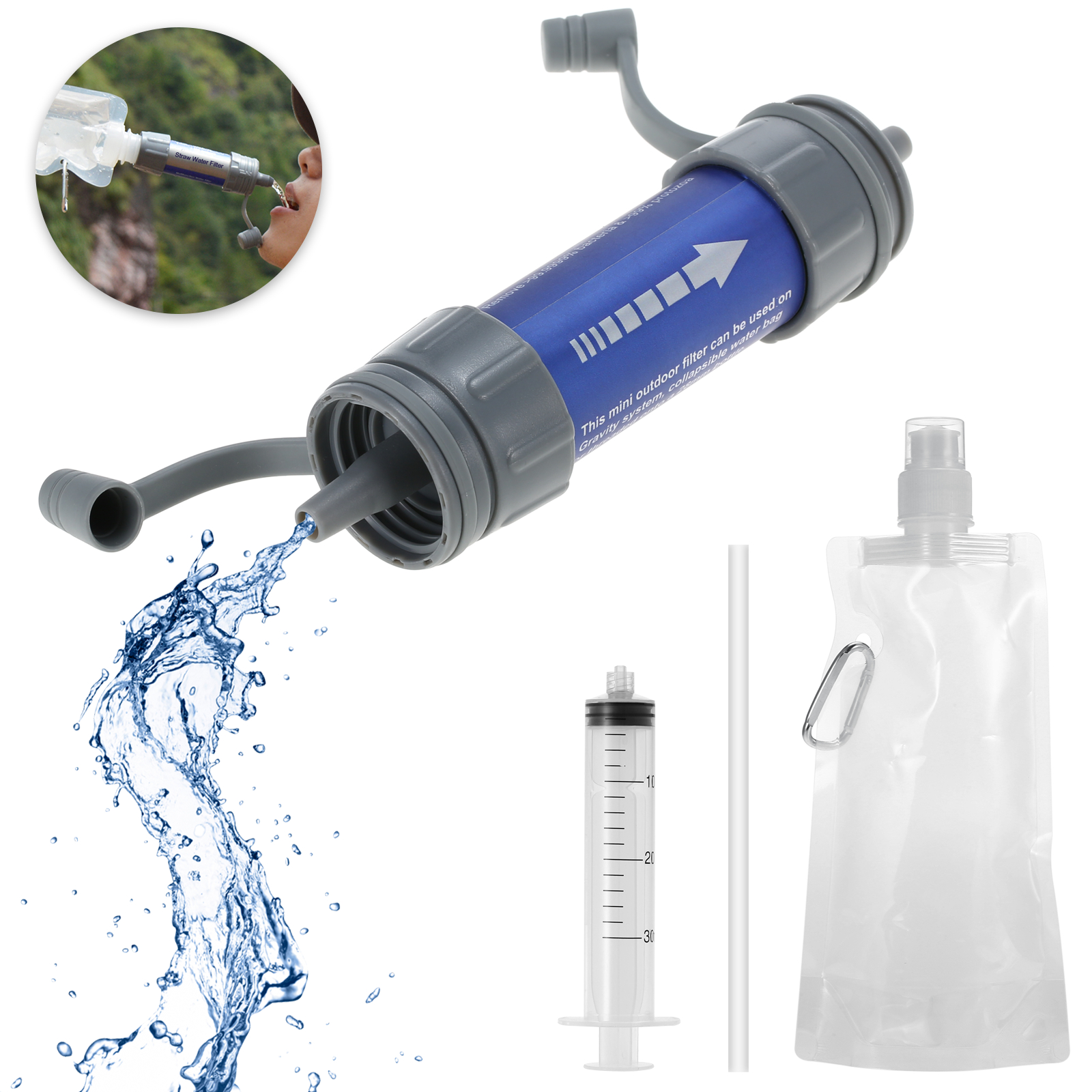 Camping Zuivering Waterfilter Stro Waterfiltratie Stro Waterzuiveraar Voor Survival Emergency Camping Wandelen Backpacken: Set 2