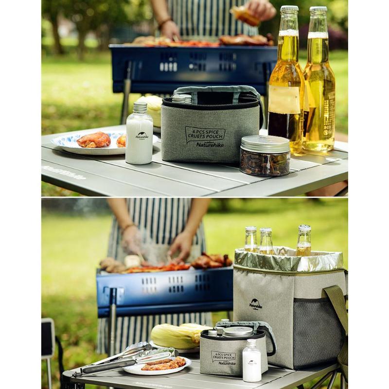 7 stk / sæt camping pice cruets krydderikrukke pose bbq arrangør portablecondiment flasker sæt til camping grill picnic