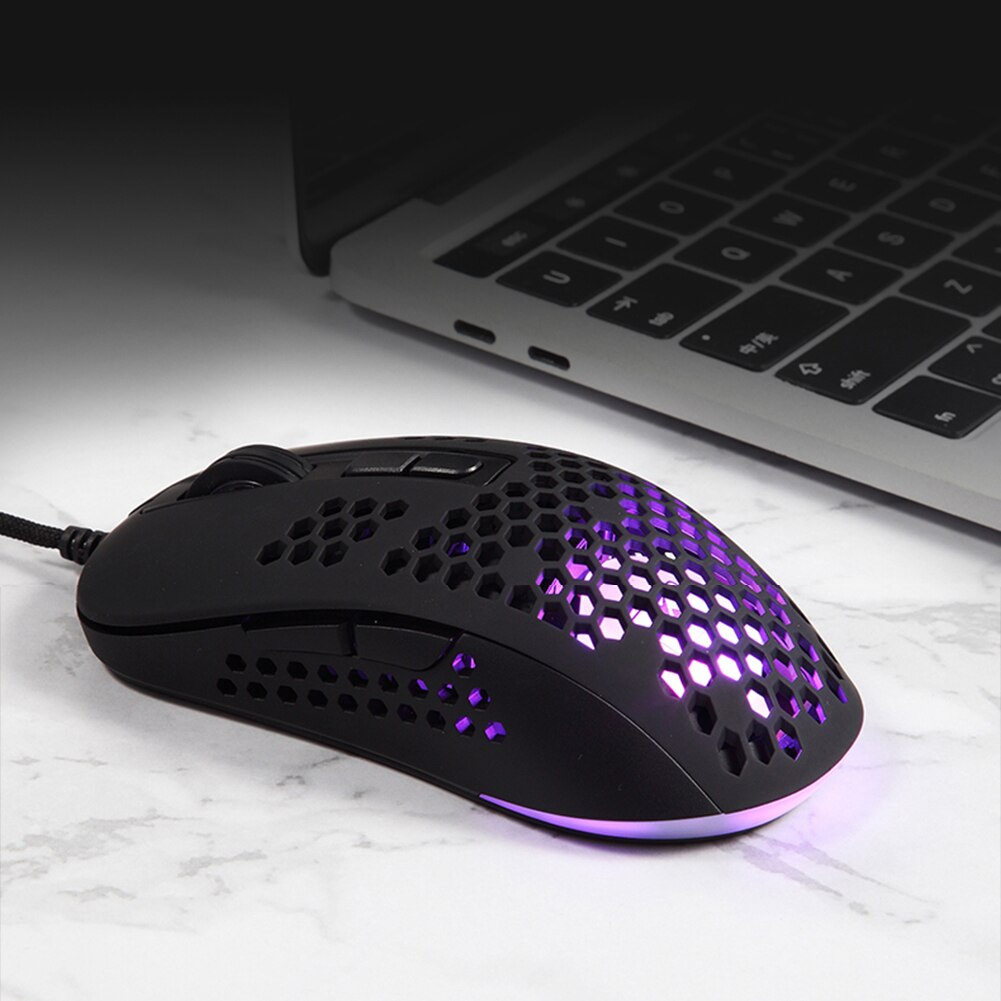383 Hollow Honeycomb Hole RGB Gaming Mouse PAW704 Game Chip 2400DPI Backlight USB Wired Optical Mice for Computer Accessories