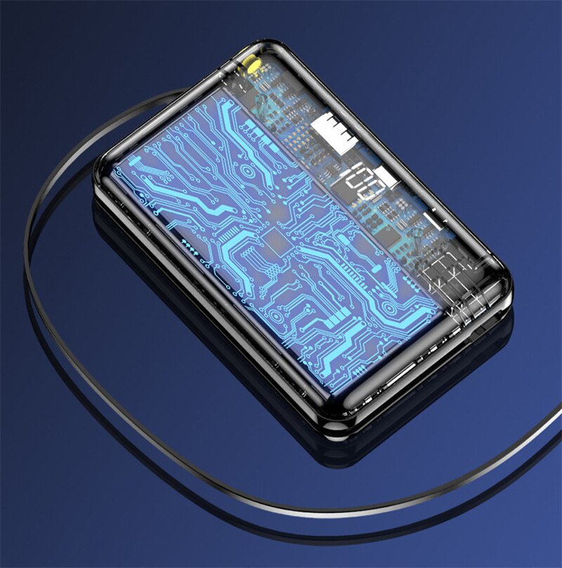 Freies 20000mAh Energie Bank Tragbare Ladegerät 2,1 A Energie Spiegel Bildschirm USB Typ C Mini Poverbank