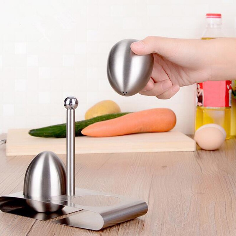 Äggformad kryddburk i rostfritt stål ricin kryddburkar pepparshaker grill saltlåda tandpetare plåt köksredskap