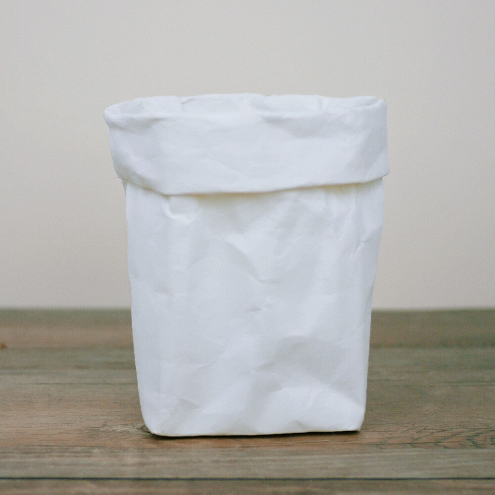#25 vaskbar kraftpapirpose planteblomsterpotte multifunktionel opbevaringspose til genbrug af kunstvase, der kan genbruges til boligindretning: Hvid