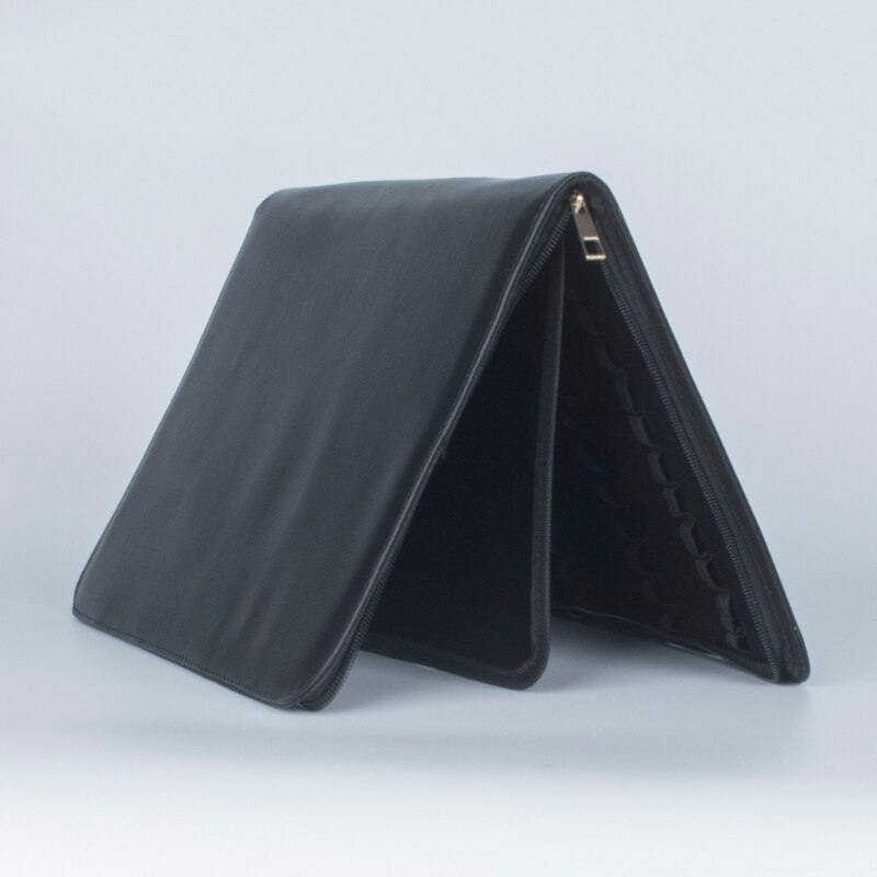 Sort farve fyldepen pu læder taske opbevaringsholder til 48 kuglepenne rullepenne taske