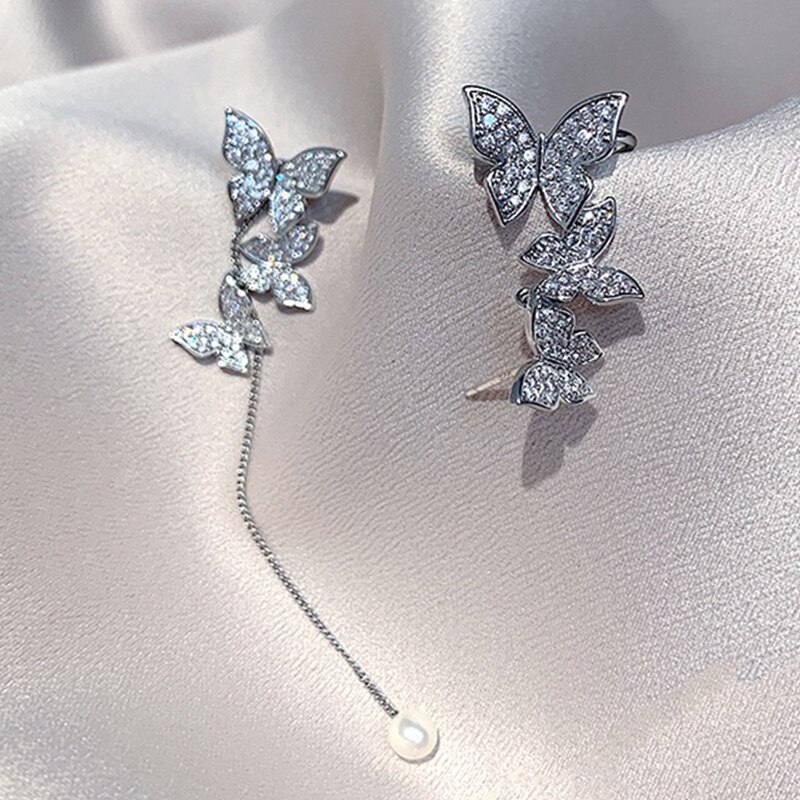 Boucles d'oreilles papillon en Zircon doré pour femmes, bijoux élégants, à la , de fête de mariage: style3