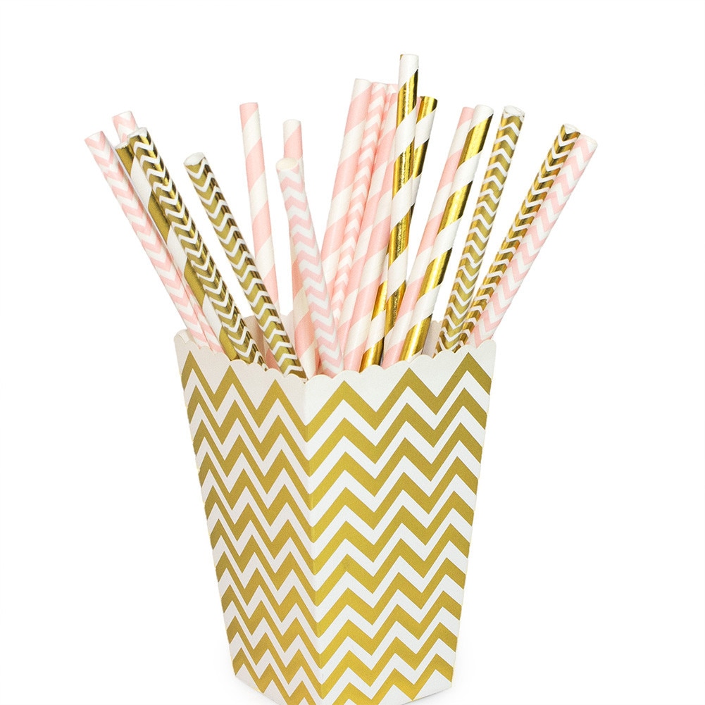 100Pcs Milieuvriendelijke Biologisch Afbreekbare Stro Kleurrijke Papier Stro Set Voor Home Party Benodigdheden Verjaardag Bruiloft
