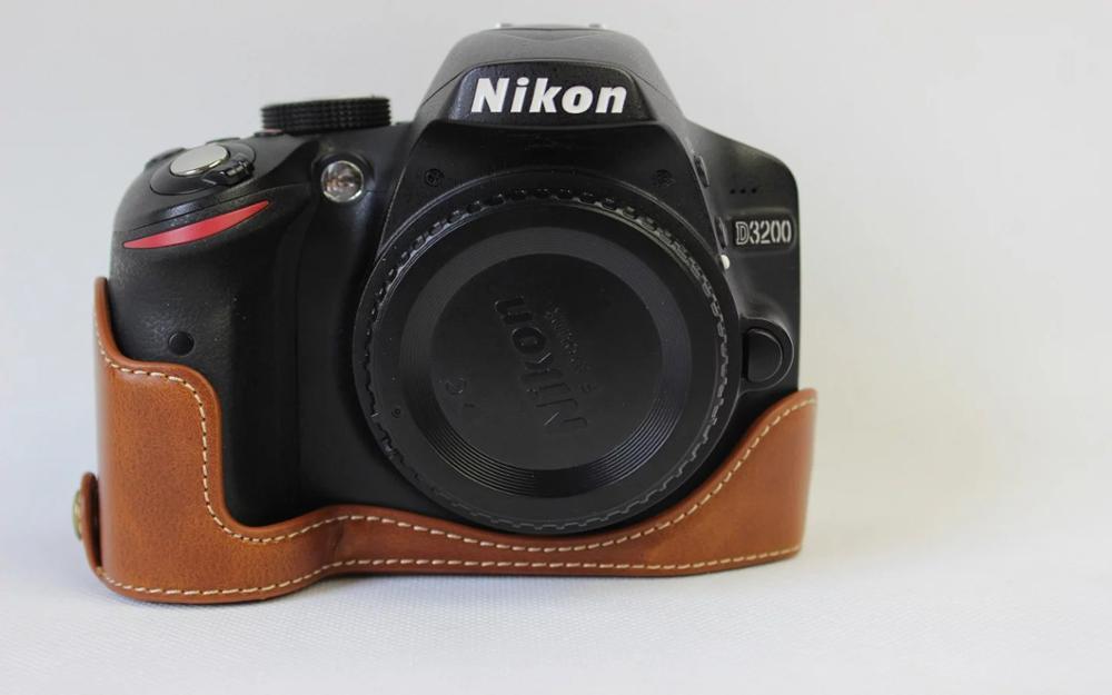 Leather Protect Half Case Grip for Nikon D3400 D3300 D32000 D3100 Camera: Brown