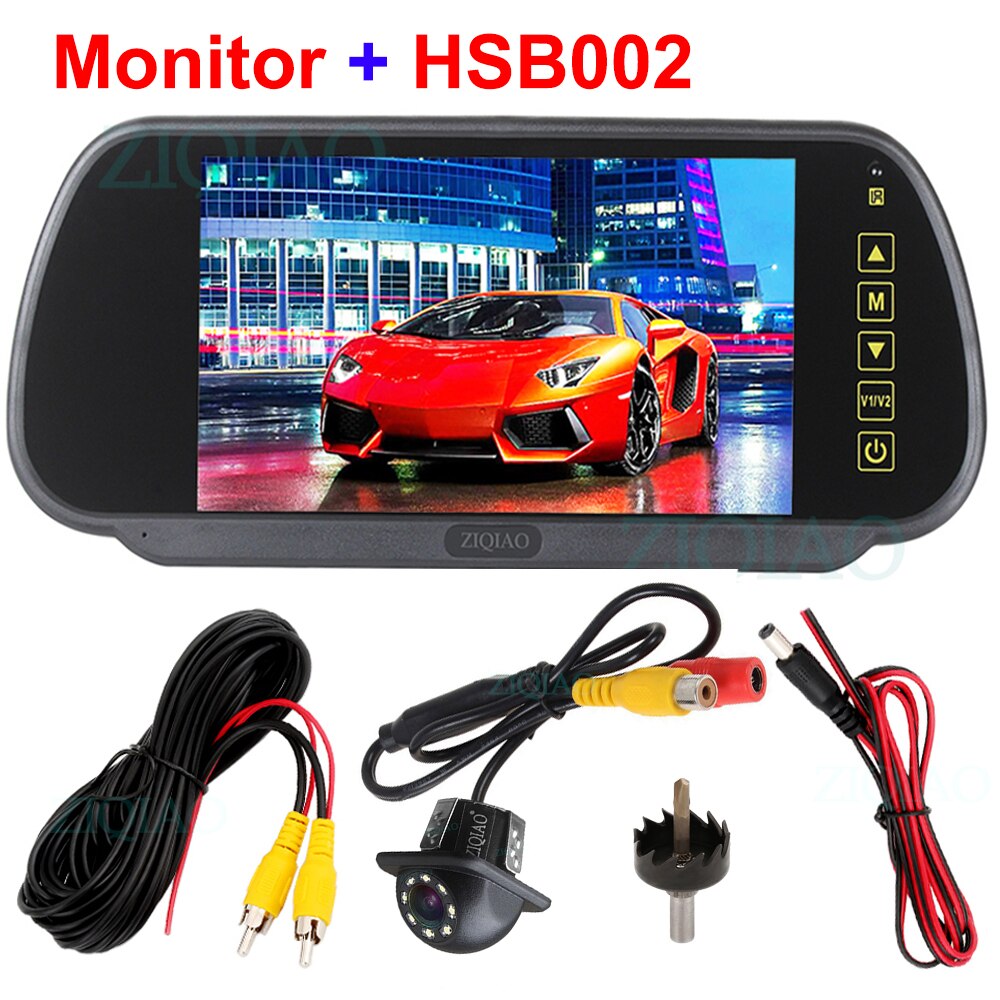 ZIQIAO 7 pouces TFT LCD kit de voiture miroir surveille moniteur de vue arrière de voiture