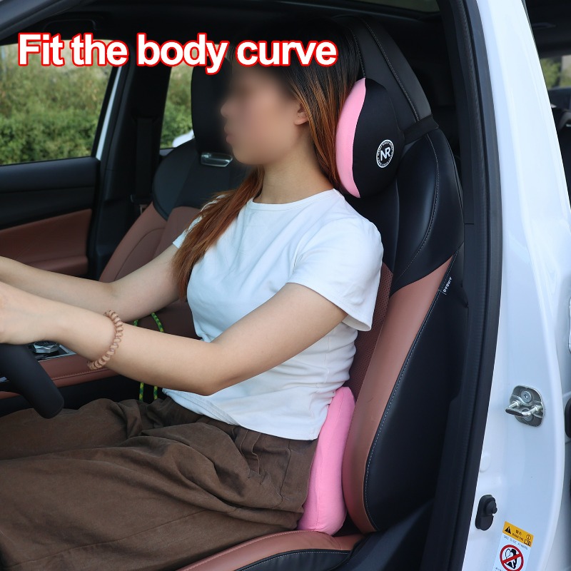 Juego de cojines de asiento de espuma viscoelástica para coche, reposacabezas y soporte de almohada Lumbar para comodidad de conducción, accesorios de cojín para el cuello trasero del coche